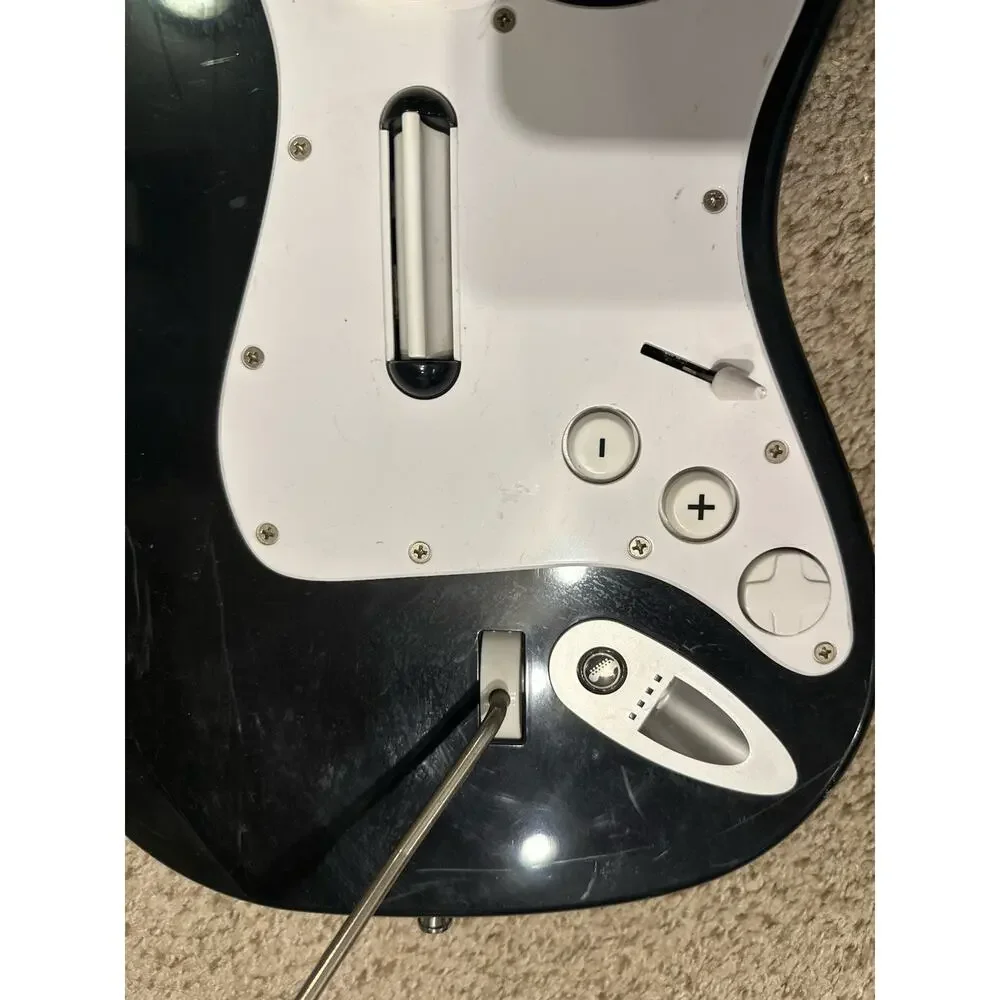 Nintendo Wii Rock Band Guitar w Dongle Strap 2 Games RockBand Lego AC/DC Tested